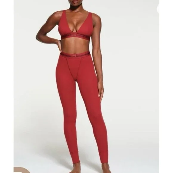 NWT SKIMS COTTON RIB LEGGING BRICK NWT